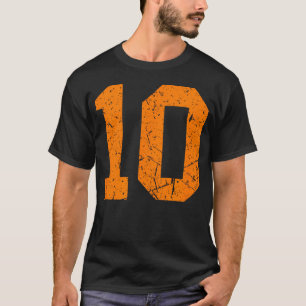 Lucky Number 10 Orange Vintage Sports Player Fan T-Shirt