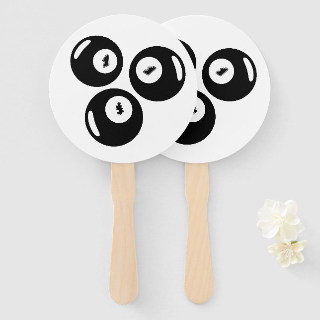 Lucky Number 111 Black Balls Hand Fan (Front and Back)