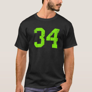 Lucky Number #34 Green Vintage Sports Player Fan J T-Shirt