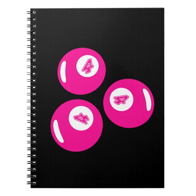 Lucky Number 4 Pink Balls Notebook (Front)