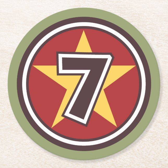 Lucky Number 7 Round Paper Coaster (Front)