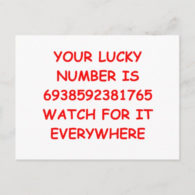 lucky number postcard (Front)