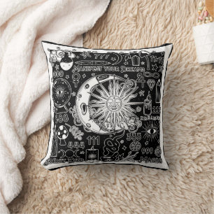 Lucky Numerology Manifesting Magic Black & White Cushion