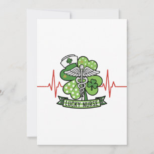 Lucky Nurse St. Patrick's Day Shamrock EKG Heartbe Holiday Card