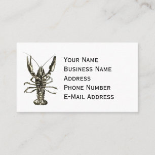 Lucky Ocean Lobster, Nautical Pencil Sketch Business Card