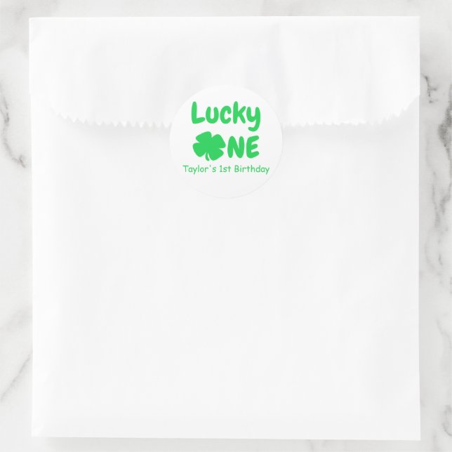 Lucky One 1st Birthday Classic Round Sticker (Bag)