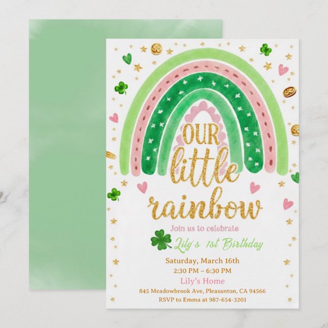 Lucky One 1st Birthday Invitation (Front/Back)