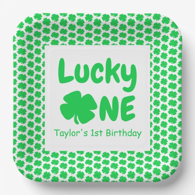 Lucky One 1st Birthday Paper Plate (Front)