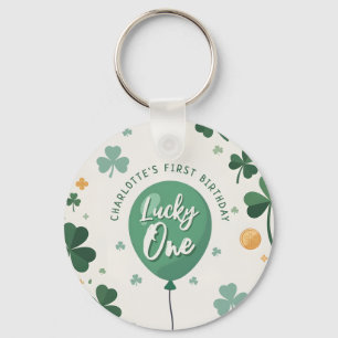 Lucky One 1st Birthday St Patricks Day Clover Key Ring