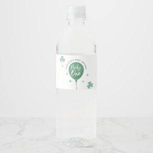 Lucky One 1st Birthday St Patricks Day Clover Water Bottle Label