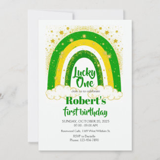Lucky One Birthday, Shamrock Birthday Invite