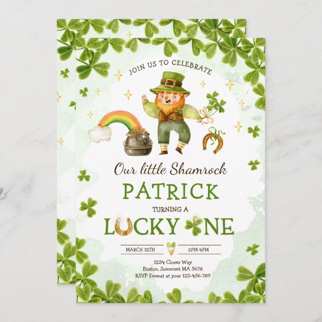 Lucky One Birthday St Patrick's 1st Birthday Party Invitation (Front/Back)