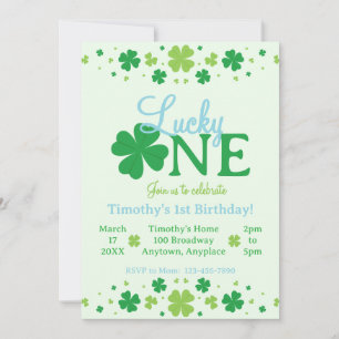 Lucky One First 1st Birthday Party Invitation