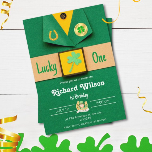  Lucky One First Birthday Boy Shamrock Invitation (Creator Uploaded)