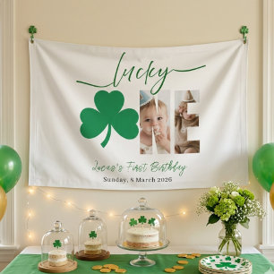 Lucky One First Birthday Personalised Shamrock Pho Banner