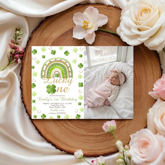 Lucky One First Birthday Photo Invitation (Creator Uploaded)