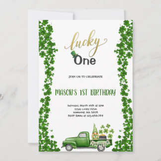 LUCKY ONE GREEN BIRTHDAY PARTY Invitation