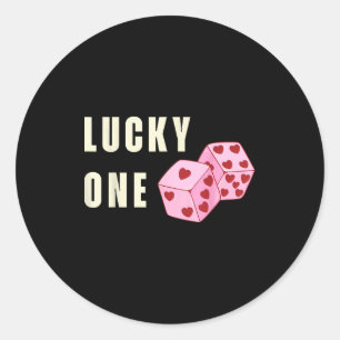 Lucky One Heart Dice Couples Matching Valentines D Classic Round Sticker
