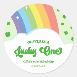 Lucky One Lucky Charm Rainbow 1st Birthday Party Classic Round Sticker