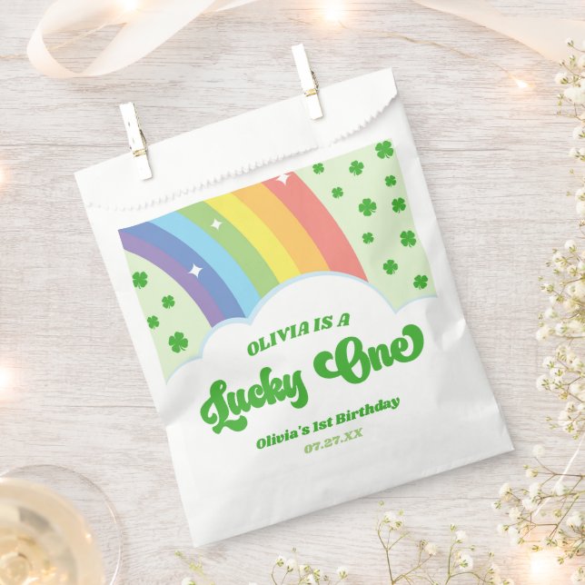 Lucky One Lucky Charm Rainbow 1st Birthday Party Favour Bags (Clipped)