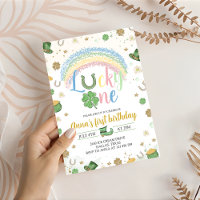 Lucky One Rainbow Birthday Invitation