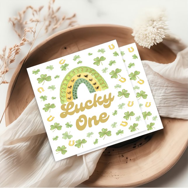 Lucky One Rainbow Birthday Shamrock Napkins (Creator Uploaded)