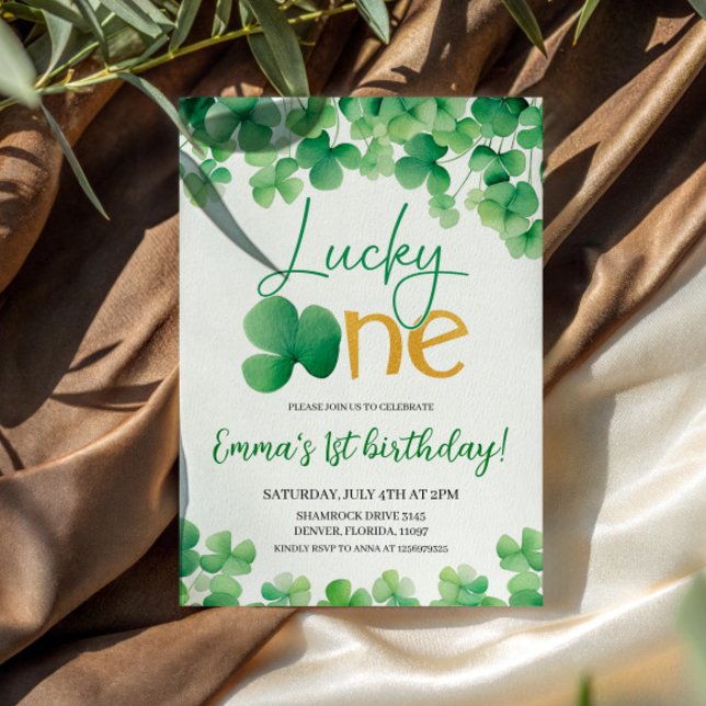Lucky One Shamrock 1st Birthday Invitation (Creator Uploaded)