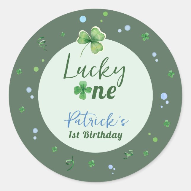 Lucky One St Patrick Boy Birthday Classic Round Sticker (Front)