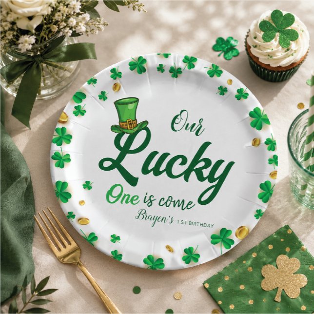 Lucky One – St. Patrick’s Day First Birthday  Paper Plate (ring the luck of the Irish to your celebration with this festive St. Patrick's Day collection )