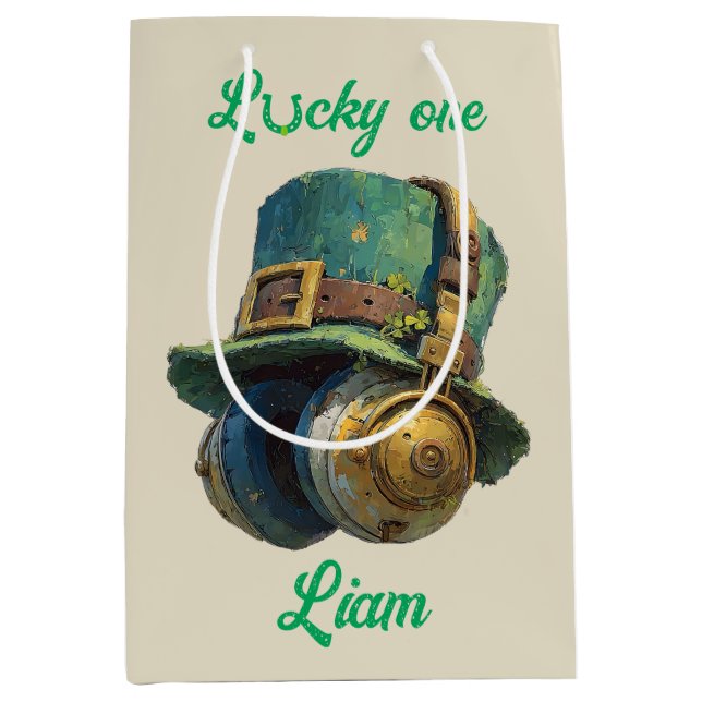 Lucky One St. Patrick’s Day Music Personalized Medium Gift Bag (Front)