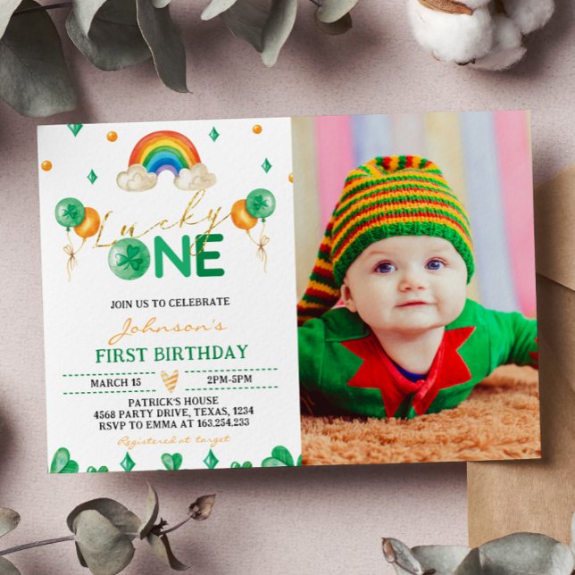 Lucky One St Patrick's Boy 1st Birthday Invitation (Creator Uploaded)