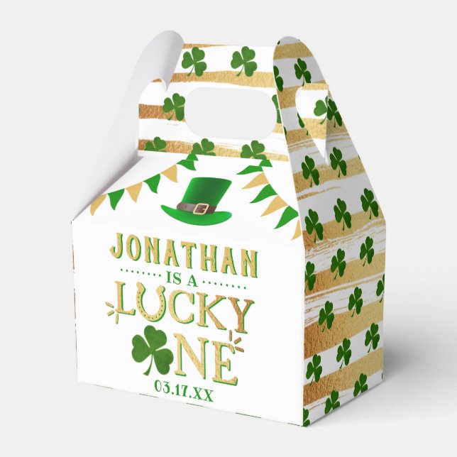Lucky One St. Patrick's Day 1st Birthday Party Favour Box (Front Side)