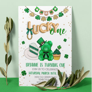 Lucky One St. Patrick's day Birthday Baby Party Invitation
