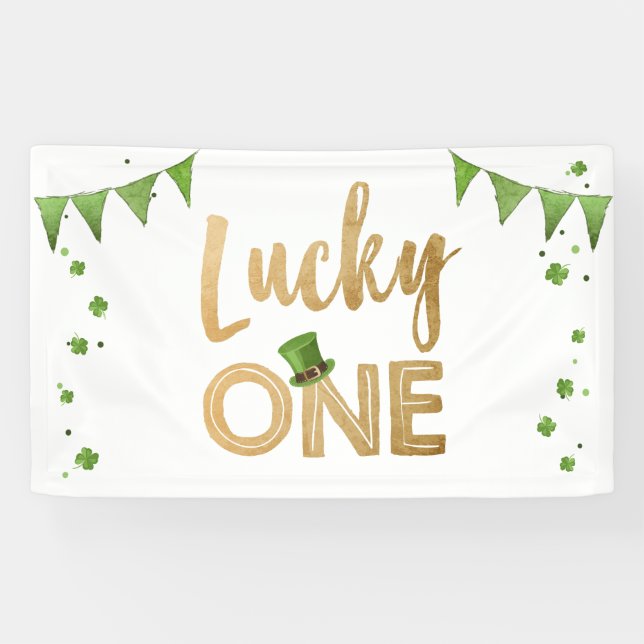 Lucky One St Patrick's Day Birthday Banner Clover (Horizontal)