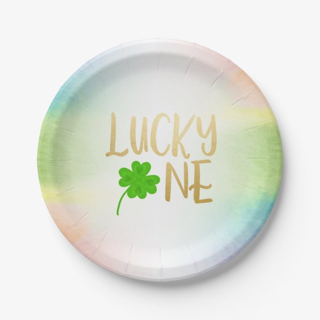 Lucky One St. Patricks Day Birthday Paper Plate (Front)