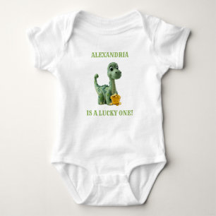 Lucky One St Patricks Day Dinosaur Bodysuit