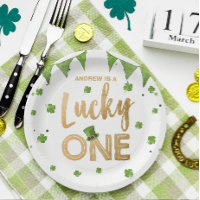Lucky One St Patrick's Day Paper Plate Clover Boy