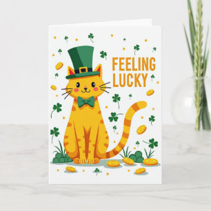 Lucky Orange Cat St Patricks Day Card