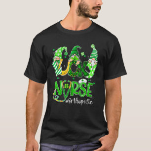 Lucky Orthopaedic Nurse Gnomies Leopard St Patrick T-Shirt