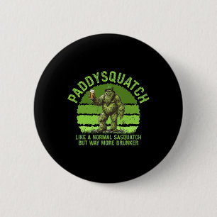 Lucky Paddysquatch St Patricks Day Clover Green Bi 6 Cm Round Badge