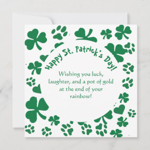 Lucky Paws St. Patrick’s Day Card Shamrock pattern