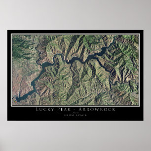 Lucky Peak and Arrowrock Lakes Idaho Satellite Map Poster