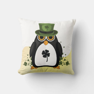 Lucky Penguin St. Patrick's Day Irish Clover Cosy  Cushion