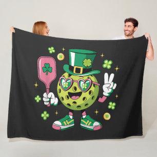Lucky Pickleball Hat Irish Shamrock Fleece Blanket