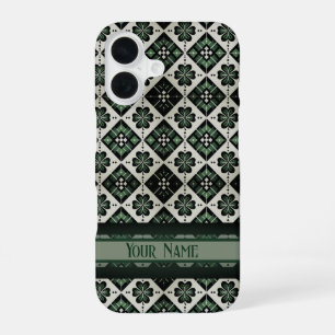 Lucky Plaid Clover Pattern iPhone 16 Case