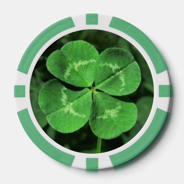 Lucky Poker Chips in Four Leaf Clover Design (Front)