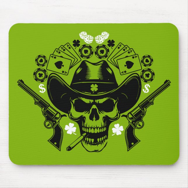Lucky Poker Skull Mouse Pad (Front)
