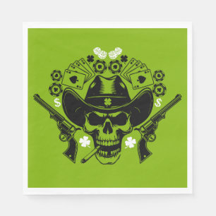 Lucky Poker Skull Napkin