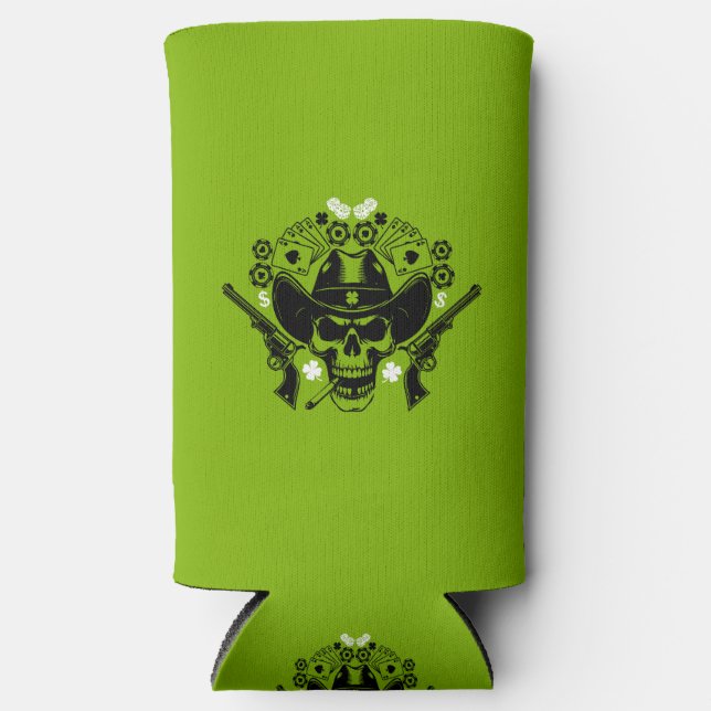 Lucky Poker Skull Seltzer Can Cooler (Front)