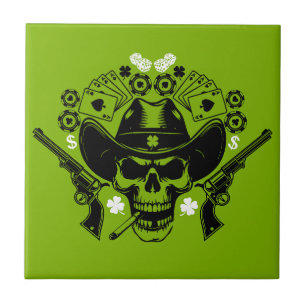 Lucky Poker Skull Tile